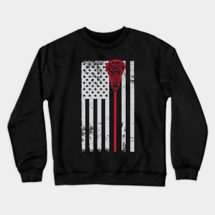 Lacrosse American Flag Patriotic Athletic Sport Tee Crewneck Sweatshirt